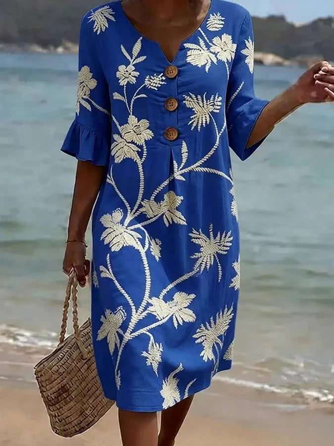 Vestito casual da donna con stampa floreale.
