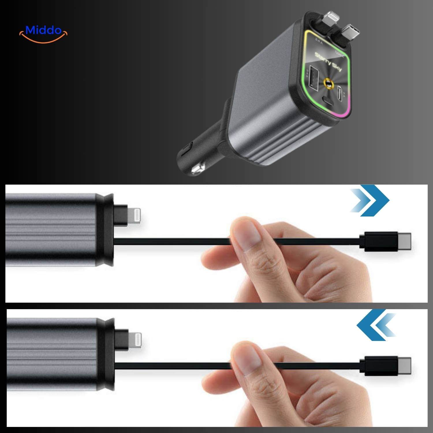 AutoCharge™ 120W | Caricatore 4-in-1, Super Veloce, Cielo Stellato RGB!