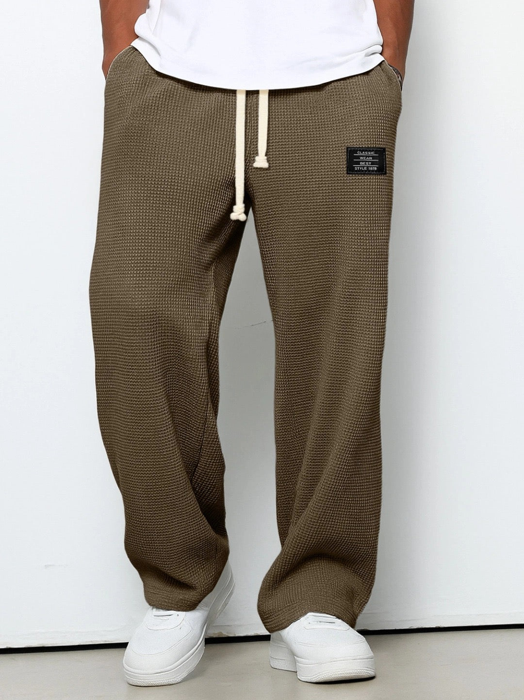 Lorenzo | Pantaloni Larghi con Trama a Nido d’Ape