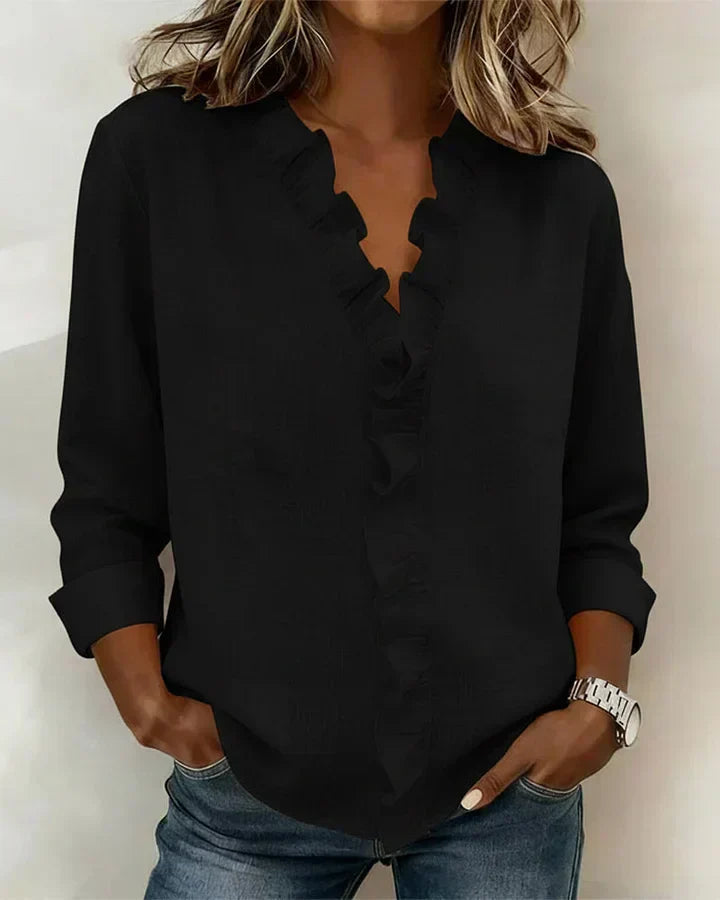 Chiara™ | Blusa con scollo a V e delicate ruches