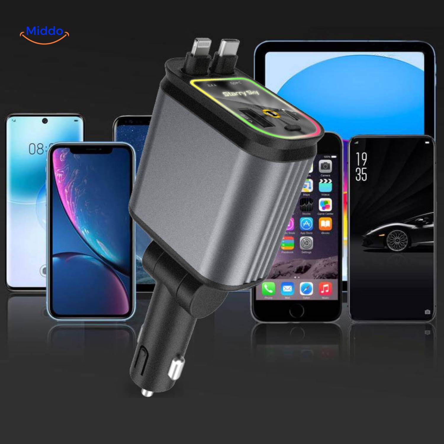 AutoCharge™ 120W | Caricatore 4-in-1, Super Veloce, Cielo Stellato RGB!