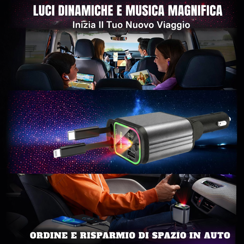 AutoCharge™ 120W | Caricatore 4-in-1, Super Veloce, Cielo Stellato RGB!
