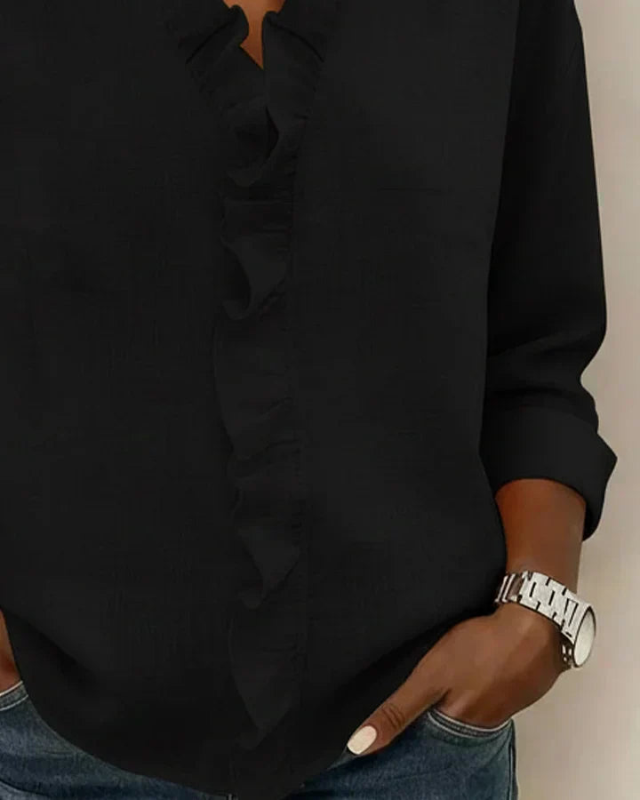 Chiara™ | Blusa con scollo a V e delicate ruches