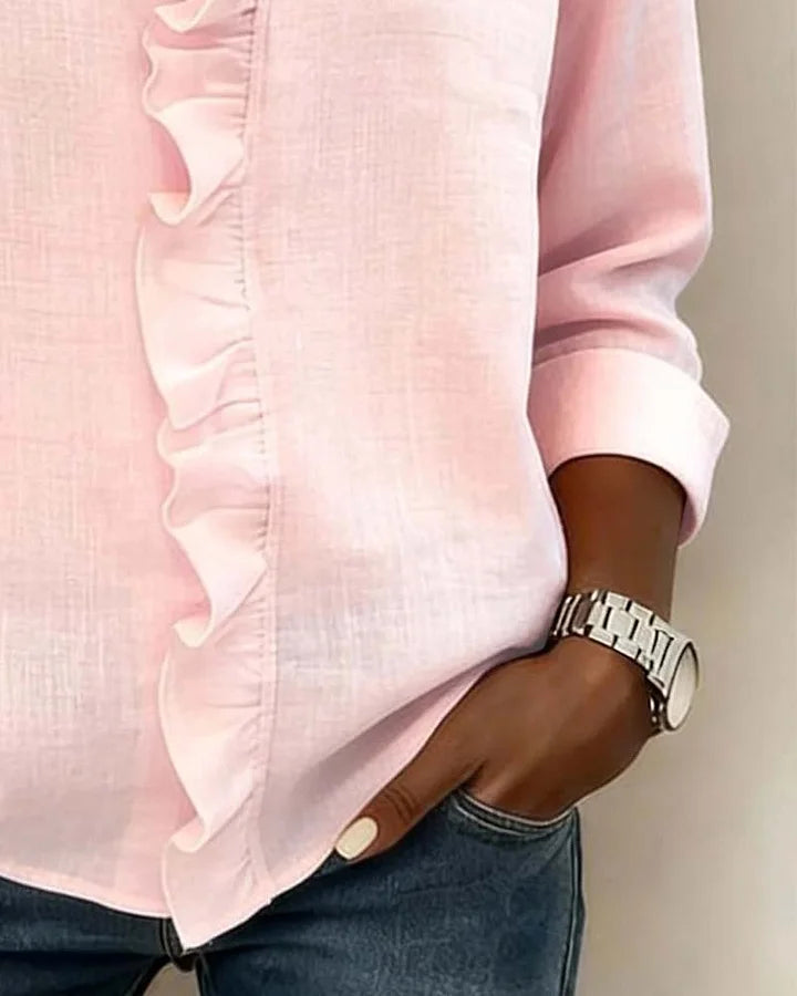 Chiara™ | Blusa con scollo a V e delicate ruches