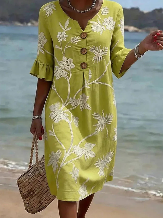 Vestito casual da donna con stampa floreale.